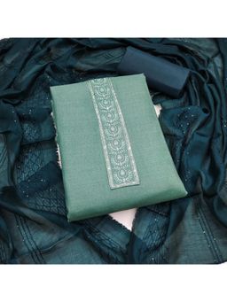 Zeepkart - Cotton Silk Fabric Unstitched Suits Exclusive Dress Material Women Olive (Set of 3)