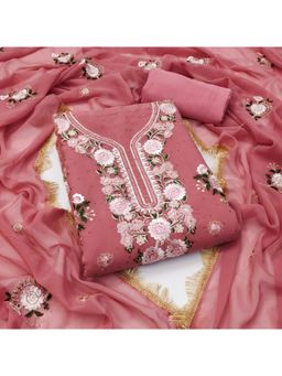 Zeepkart - Georgette Fabric Unstitched Suits Exclusive Dress Material Women Pink (Set of 3)