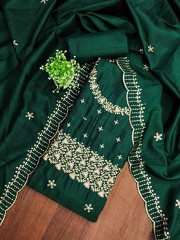 Zeepkart - Jalpari Fabric Unstitched Suits Exclusive Dress Material Women Green (Set of 3)
