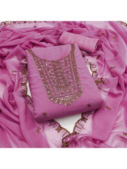 Zeepkart - Georgette Fabric Unstitched Suits Exclusive Dress Material Women Pink (Set of 3)