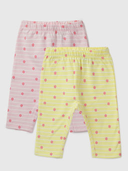 United Colors of Benetton - Multi-Color Floral Printed Baby Leggings (Pack of 2)