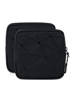 House of Quirk - Black Sanitary Napkin Storage Bag Portable Pads With Zipper Pouch (Pack of 2)