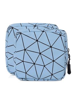 House of Quirk - Blue Sanitary Napkin Storage Bag Portable Pads With Zipper Pouch (Pack of 2)