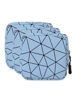 House of Quirk - Blue Sanitary Napkin Storage Bag Portable Pads With Zipper Pouch (Pack of 3)
