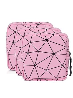 House of Quirk - Pink Sanitary Napkin Storage Bag Portable Pads With Zipper Pouch (Pack of 3)