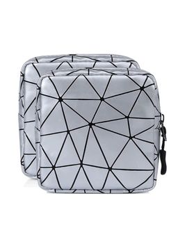 House of Quirk - Silver Sanitary Napkin Storage Bag Portable Pads With Zipper Pouch (Pack of 2)