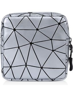 House of Quirk - Silver Sanitary Napkin Storage Bag Portable Pads With Zipper Pouch