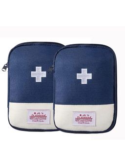 House of Quirk - Navy Blue First Aid Pouch Mini Portable Medical Bag Set (Pack of 2)