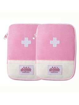 House of Quirk - Pink First Aid Bag Empty First Aid Pouch Mini Portable Medical Bag Set (Pack of 2)
