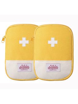 House of Quirk - Yellow First Aid Bag Empty First Aid Pouch Mini Portable Medical Bag Set (Pack of 2)