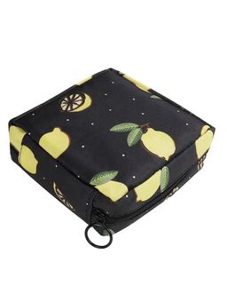 House of Quirk - Black Sanitary Napkin Storage Bag Menstrual Pad Bag with Zipper for Girls