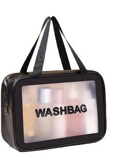 House of Quirk - Black Toiletry Bag Wash Make Up Bag Zippered Cosmetic Pouch For Women Men