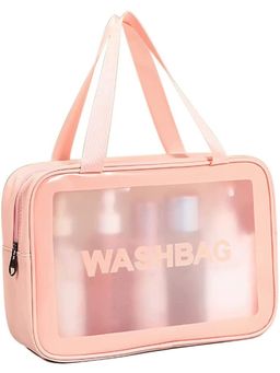 House of Quirk - Pink Toiletry Bag Wash Make Up Bag Zippered Cosmetic Pouch For Women Men