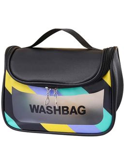 House of Quirk - Black Travel Toiletry Bag for Women Waterproof Cosmetic Wash Bag