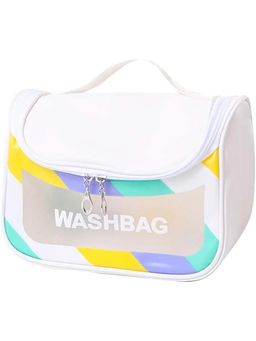 House of Quirk - White Travel Toiletry Bag for Women Waterproof Cosmetic Wash Bag