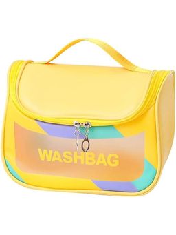 House of Quirk - Yellow Travel Toiletry Bag for Women Waterproof Cosmetic Wash Bag