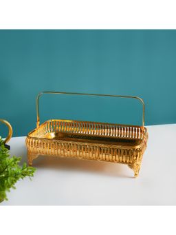 Voncasa - Golden Iron Basket with Handle Rectangular Nordic Design