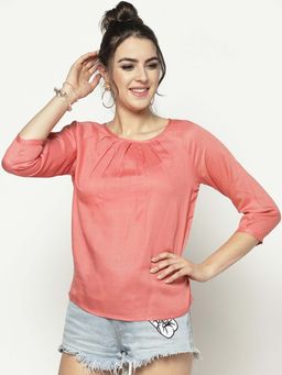Sera - Women Coral Solid Top