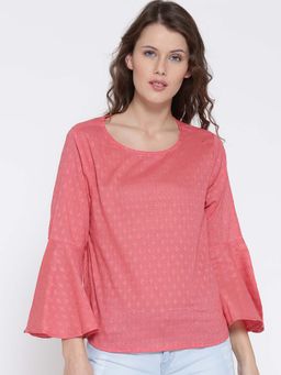 Sera - Women Coral Self Design Top