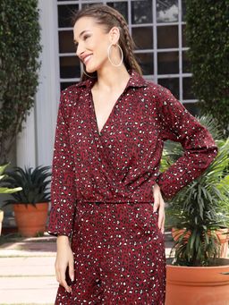 Sera - Women Burgundy Printed Top