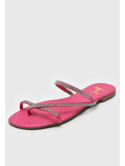 IRUSSH - Memory Foam Pink Diamante Z Thong Flats