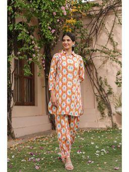 SAVI - Pink Cotton Shirt Collar Co-Ord (Set of 2)