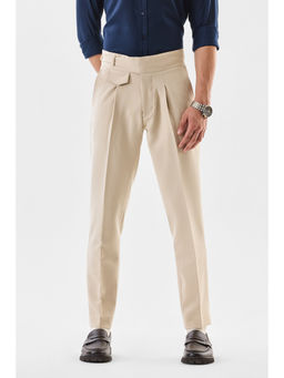 Snitch - Beige Solid Tailored Fit Trouser