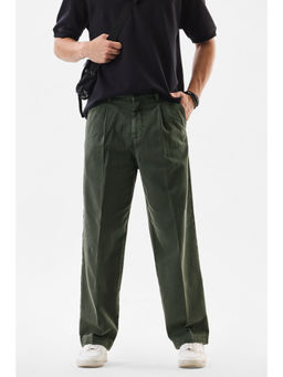 Snitch - Green Solid Relaxed Fit Trouser