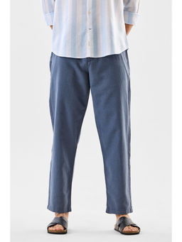Snitch - Blue Solid Relaxed Fit Trouser