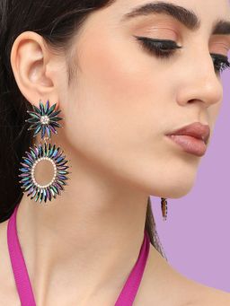 Sohi - Gold Plated Designer Stone Party Drop Earring For Women