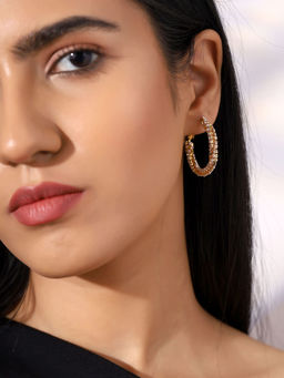 PRITA - Elegant Pearl Gold Plated Ring Earrings