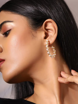 PRITA - Pearl Gold Plated Hoop Earrings