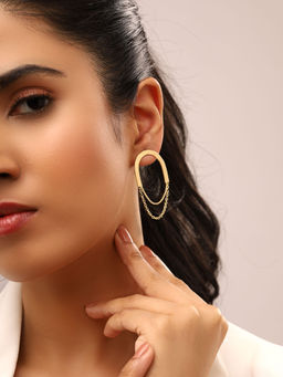 Priyaasi - Simple Gold Plated Metal Chain Earrings