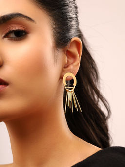 Priyaasi - Unique Drop Metal Tassel Earrings