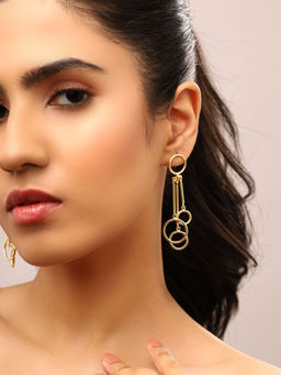 Priyaasi - Gold Plated Circle Tassel Earrings