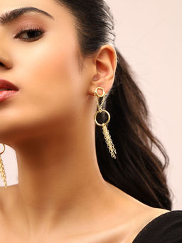 Priyaasi - Gold Plated Circle Chain Style Earrings