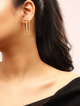 Priyaasi - Rectangle Shaped Gold Plated Earrings