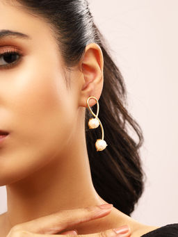 Priyaasi - Gold Plated Pearl Swirl Earrings