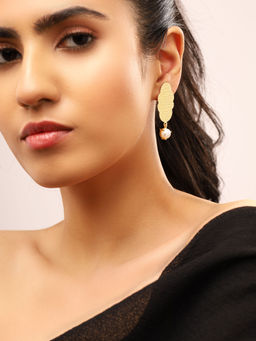 Priyaasi - Matte Pearl Gold Plated Drop Earrings