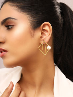 Priyaasi - Statement Matte Gold Plated Pearl Earrings