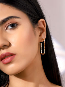 Priyaasi - Simple Hammered Gold Plated Hoop Earrings