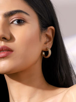 Priyaasi - Mini Matte Gold Plated Hoop Earrings