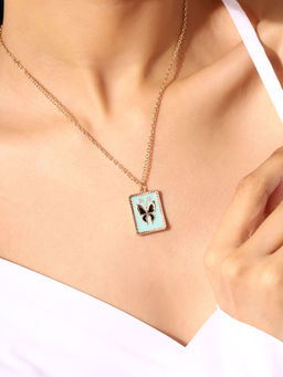 Priyaasi - Butterfly Pendant Gold Plated Necklace