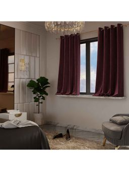 Stoa Paris - Velvet Vintage Wine Curtain (Set of 2 Curtains)