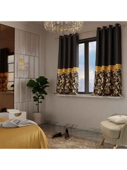 Stoa Paris - Printed Regal Slate Curtain with Back Lining (Set of 2 Curtains)