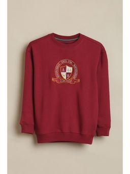 Allen Solly - Boys Maroon Embroidered Sweatshirt