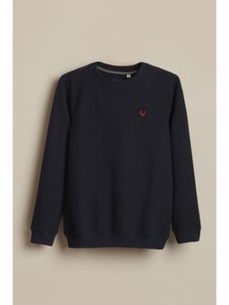 Allen Solly - Boys Navy Blue Solid Sweatshirt