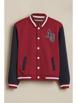 Allen Solly - Boys Red Colorblock Cardigan