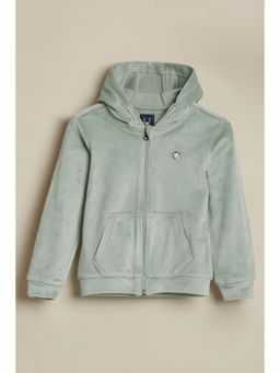 Allen Solly - Girls Green Solid Hoodie