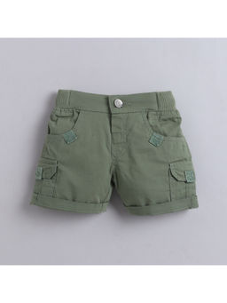 Little Kangaroos - Olive Solid Cotton Regular Shorts